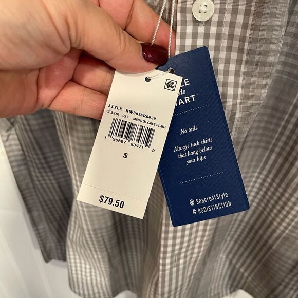 Ryan Seacrest short-sleeved, gray & white shirt, size small. - Picture 3 of 6